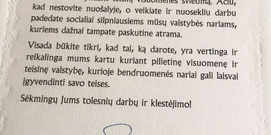 Prezidentes padeka VU Teises klinikai